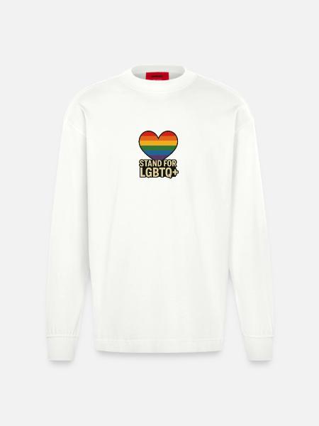 Pride Heart LGBT Support Design - Heavyweight Oversized Organic Longsleeve Shirt Made in EU - OFF WHITE