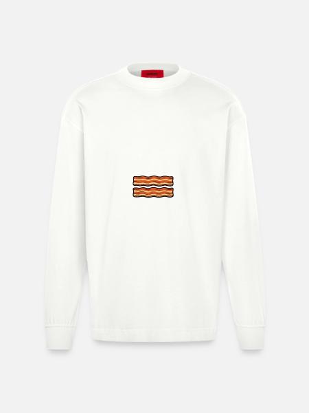 Proud to be a little Bacon - Heavyweight Oversized Organic Longsleeve Shirt Made in EU - OFF WHITE