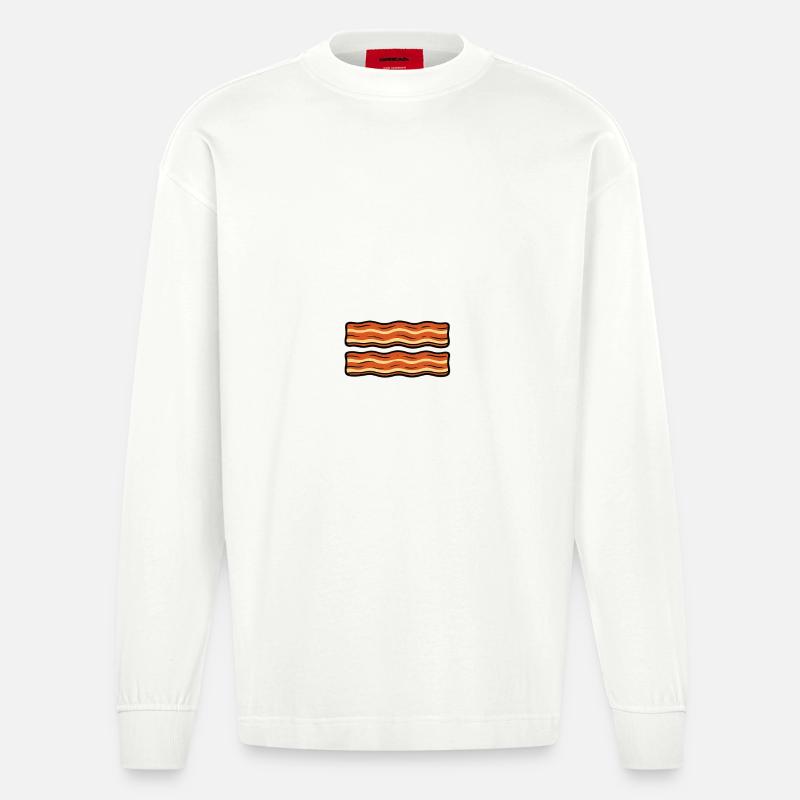 Proud to be a little Bacon - Heavyweight Oversized Organic Langarmshirt Made in EU - OFF WHITE