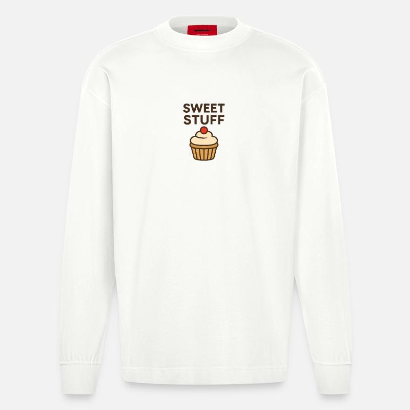 Conception de motivation Sweet Stuff - Manches longues bio épais oversize fabriqué en UE - OFF WHITE