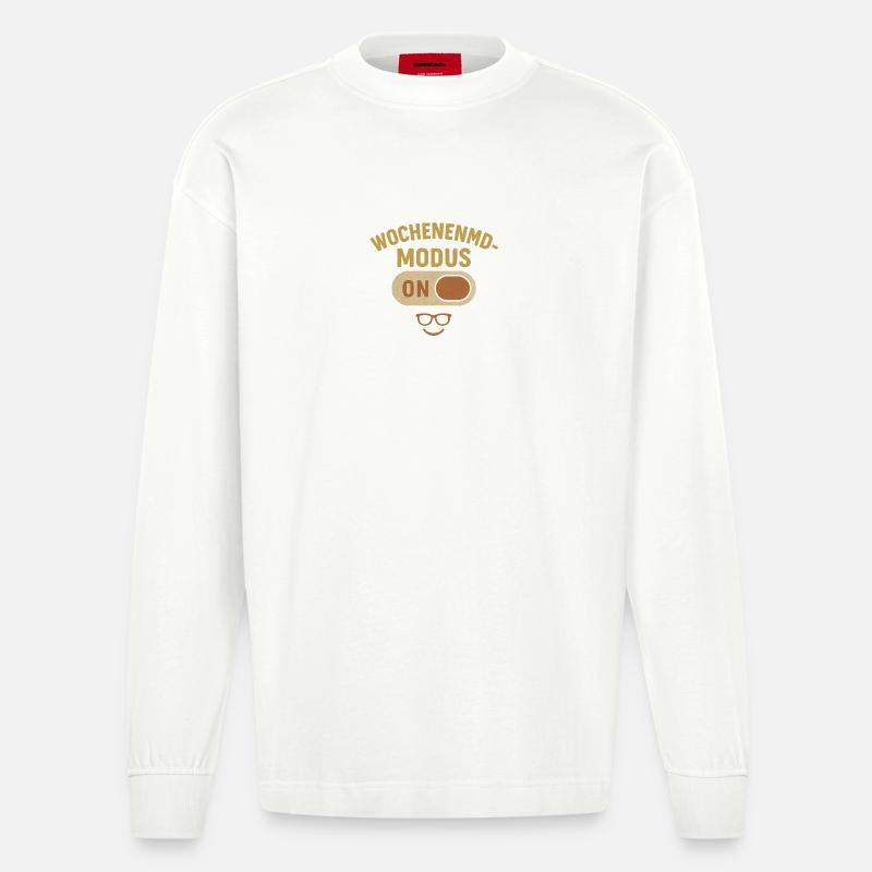 Wochennemodenswitch Humor Design - Heavyweight Oversized Organic Langarmshirt Made in EU - OFF WHITE
