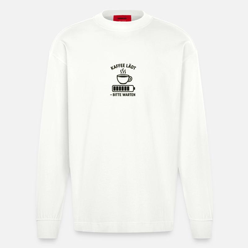 Kaffee lädt – bitte warten - Heavyweight Oversized Organic Langarmshirt Made in EU - OFF WHITE