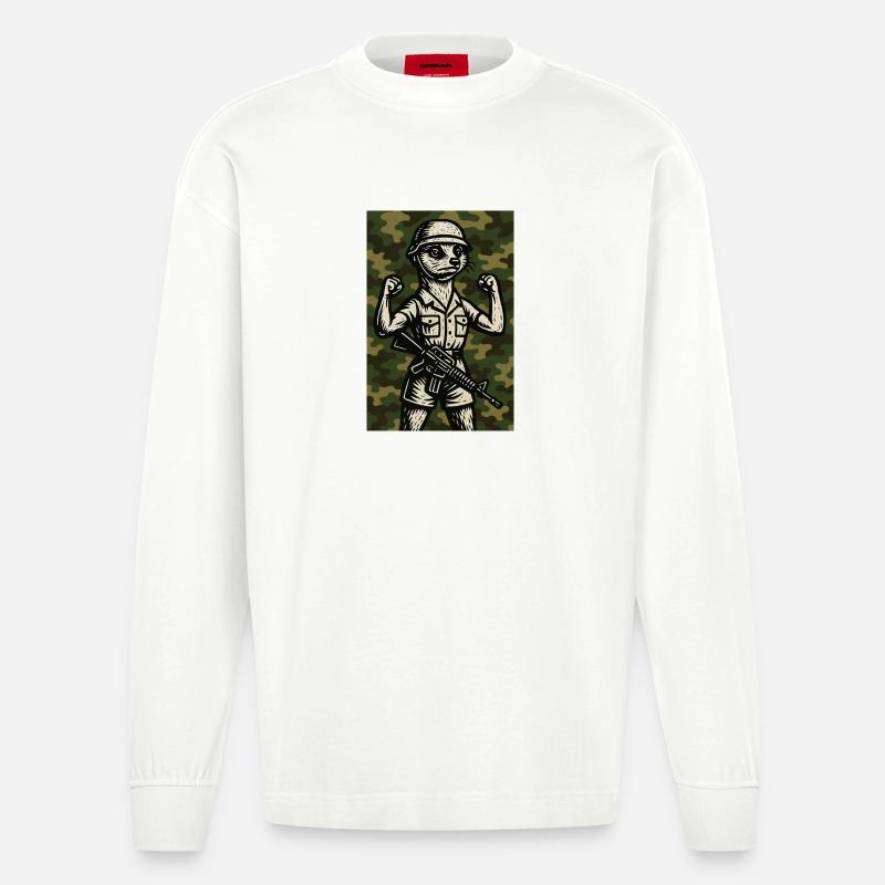 erdmännchen comic helden - Heavyweight Oversized Organic Langarmshirt Made in EU - OFF WHITE