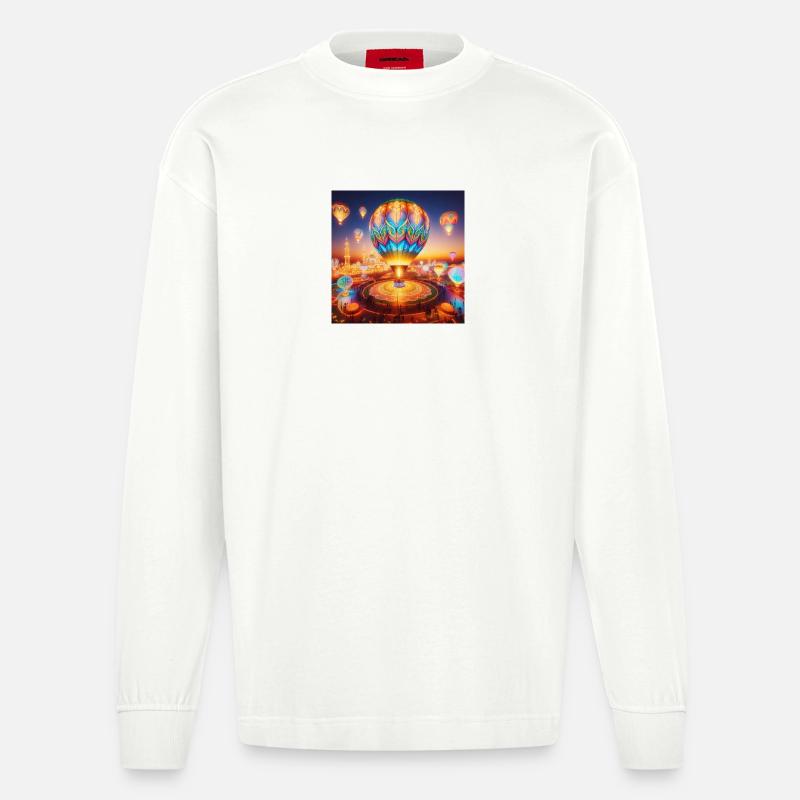 Ätherischer lumineszierender Heißluftballon - Heavyweight Oversized Organic Langarmshirt Made in EU - OFF WHITE