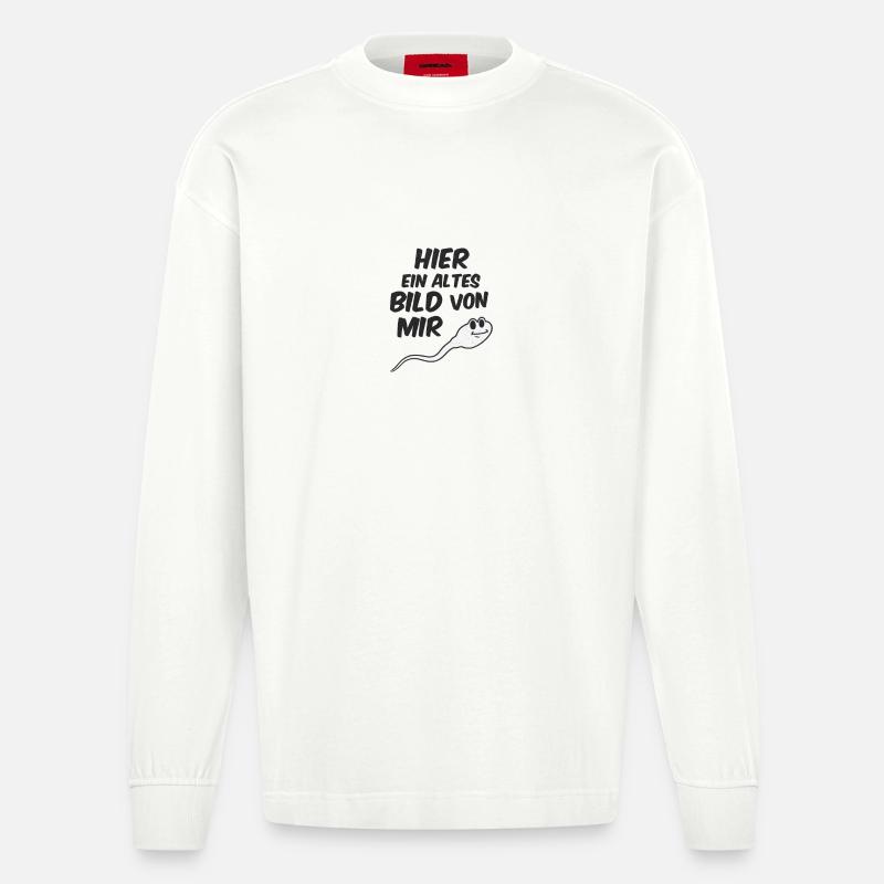 Humorvolles Ghost-Design mit Spruch - Heavyweight Oversized Organic Langarmshirt Made in EU - OFF WHITE