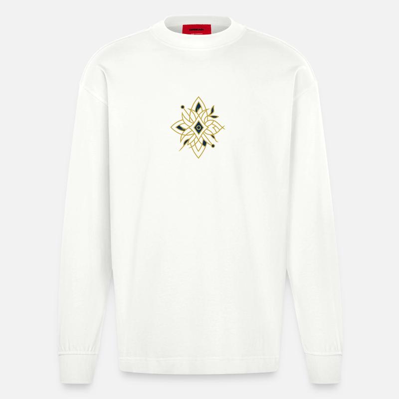 Avi Collection – Elite Geometry Emblem - Heavyweight Oversized Organic Langarmshirt Made in EU - OFF WHITE