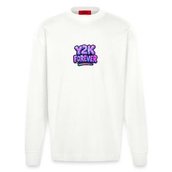 Y2K Forever Neon Design - Heavyweight Oversized Organic Longsleeve Shirt Made in EU - OFF WHITE - Front