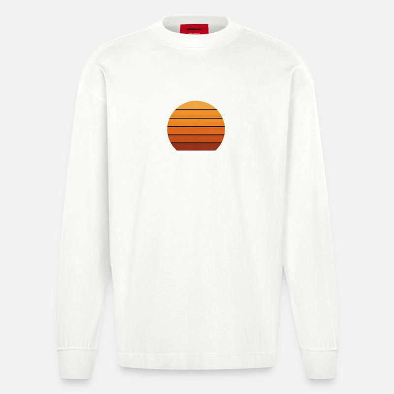 Silhouette abstraite coucher de soleil - Manches longues bio épais oversize fabriqué en UE - OFF WHITE
