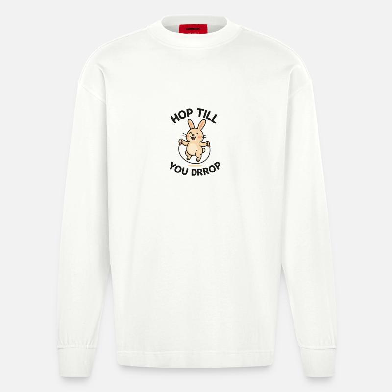 Conception de saut de lapin joyeux - Manches longues bio épais oversize fabriqué en UE - OFF WHITE