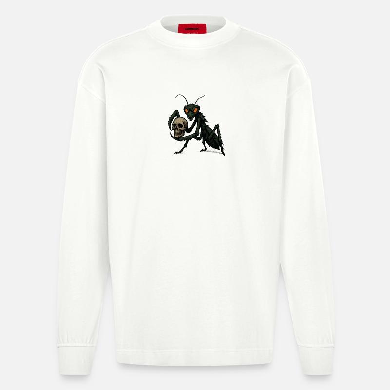 Gottesanbeterin - Heavyweight Oversized Organic Langarmshirt Made in EU - OFF WHITE