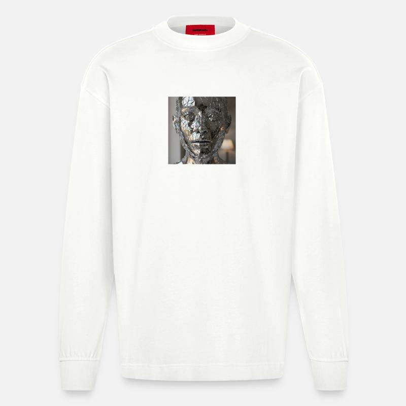 Facettierte Körperskulptur - Heavyweight Oversized Organic Langarmshirt Made in EU - OFF WHITE