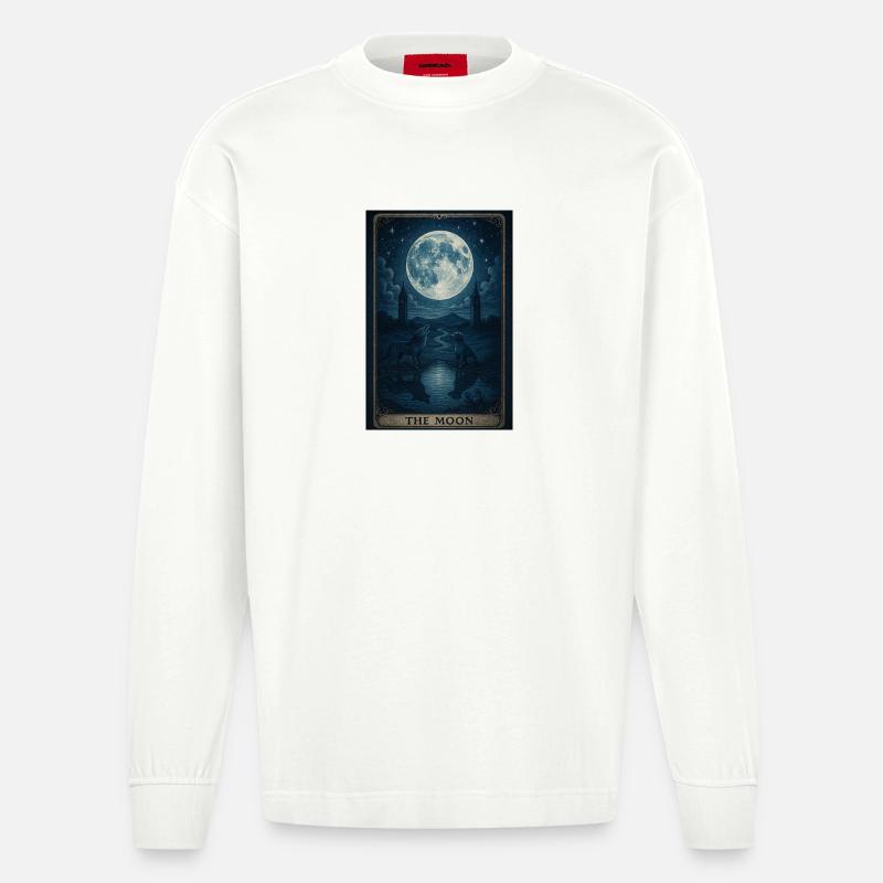 Tarot XVIII "Der Mond" - Heavyweight Oversized Organic Langarmshirt Made in EU - OFF WHITE