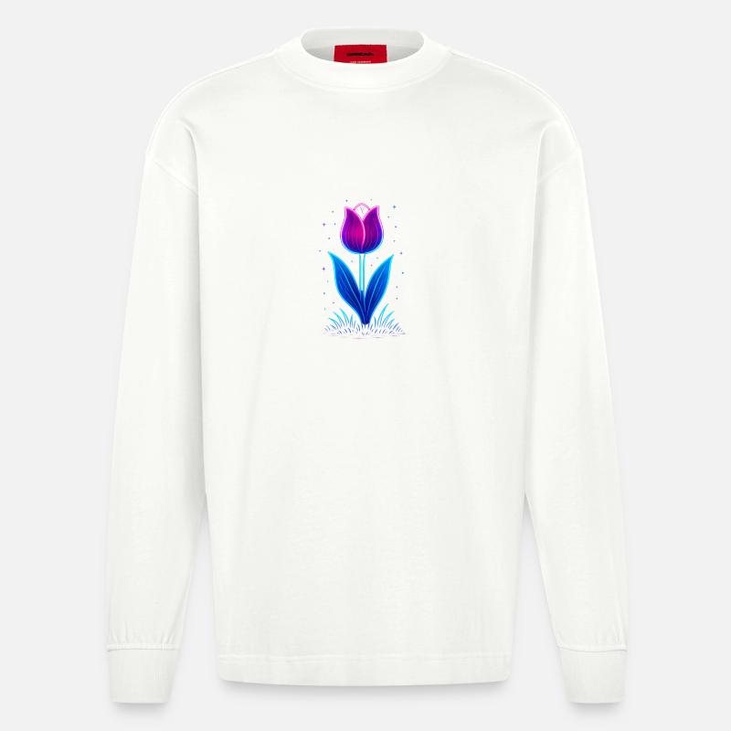 Neon Tulpe - Heavyweight Oversized Organic Langarmshirt Made in EU - OFF WHITE