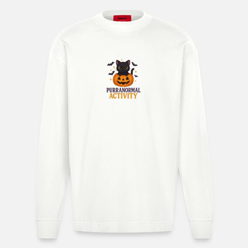 😸 Purranormal Activity – Süßes  Kätzchen - Heavyweight Oversized Organic Langarmshirt Made in EU - OFF WHITE