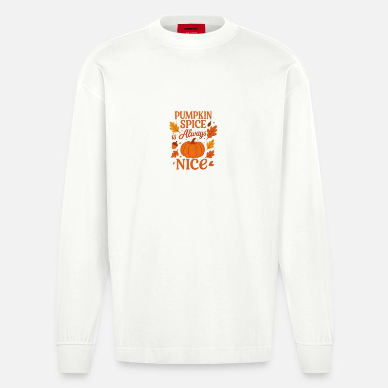 Herbstlicher Kürbisspruch Tee-shirt Design - Heavyweight Oversized Organic Langarmshirt Made in EU - OFF WHITE