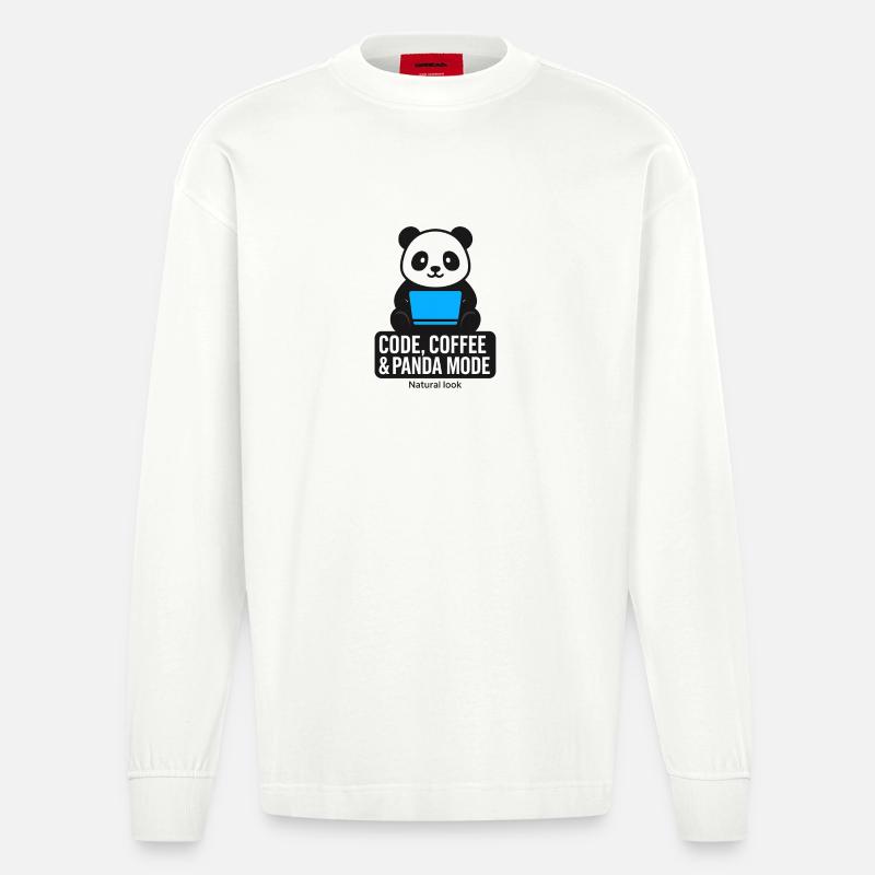 Code, café et style panda - Manches longues bio épais oversize fabriqué en UE - OFF WHITE
