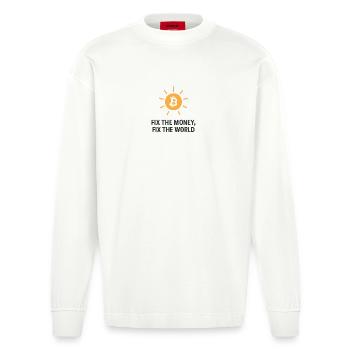 Fix_the_money - Heavyweight Oversized Organic Longsleeve Shirt Made in EU - OFF WHITE - Front