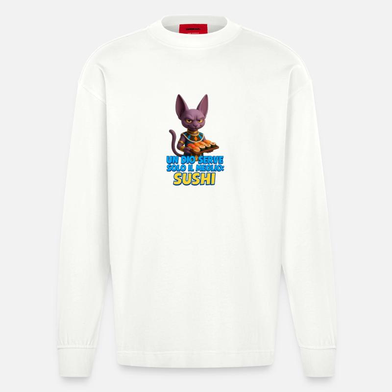 Un_Dio_e_il_Sushi_Perfetto - Heavyweight Oversized Organic Langarmshirt Made in EU - OFF WHITE