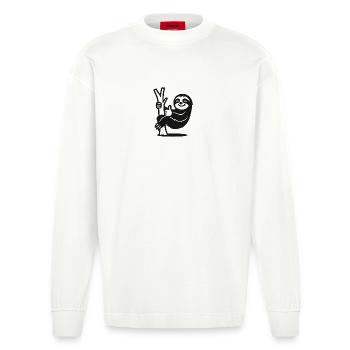 Illustration de paresseux - Manches longues bio épais oversize fabriqué en UE - OFF WHITE - Devant