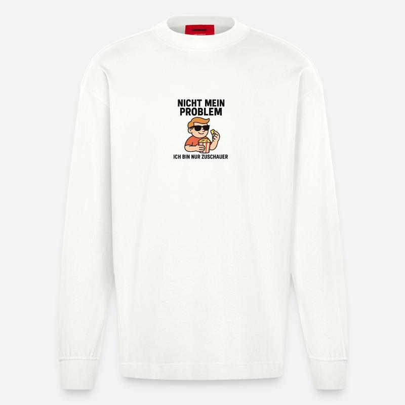 Nicht Mein Problem Zuschauer - Heavyweight Oversized Organic Langarmshirt Made in EU - OFF WHITE