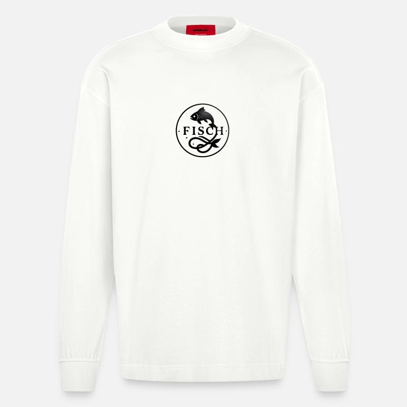 Fisch Kreis Sternzeichen - Heavyweight Oversized Organic Langarmshirt Made in EU - OFF WHITE