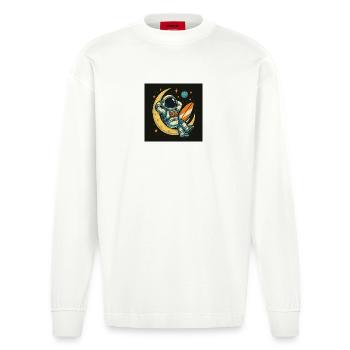 Mondkosmos Astro Surfer - Heavyweight Oversized Organic Langarmshirt Made in EU - OFF WHITE - Vorne