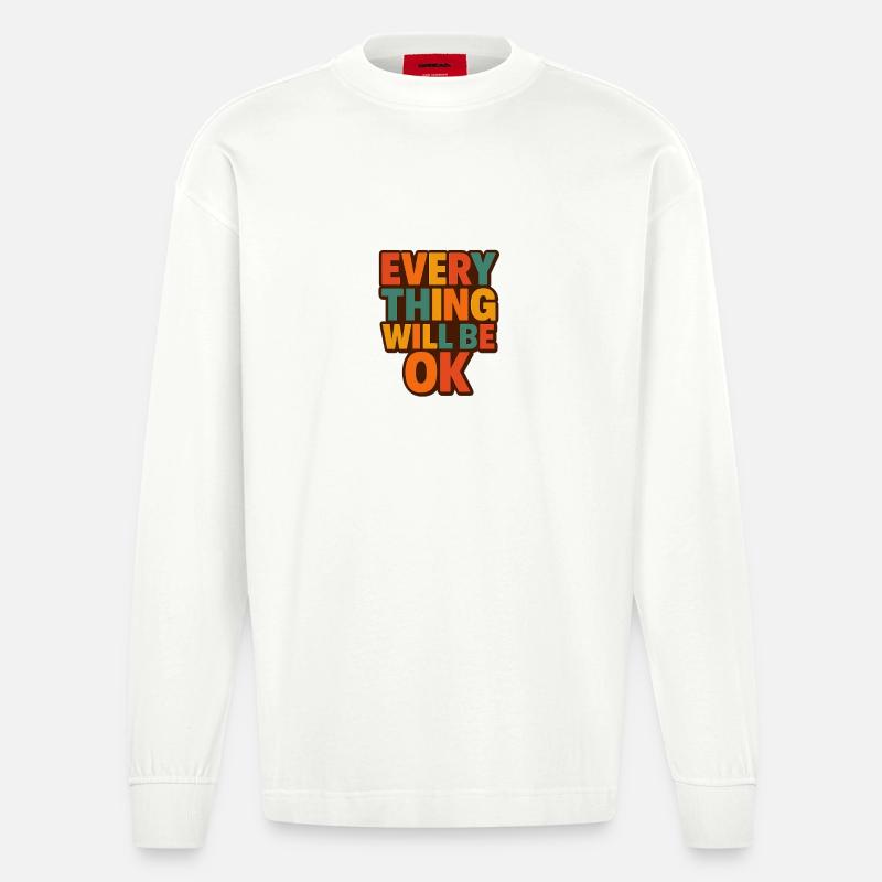 Alles wird gut, Retro-Typ - Heavyweight Oversized Organic Langarmshirt Made in EU - OFF WHITE