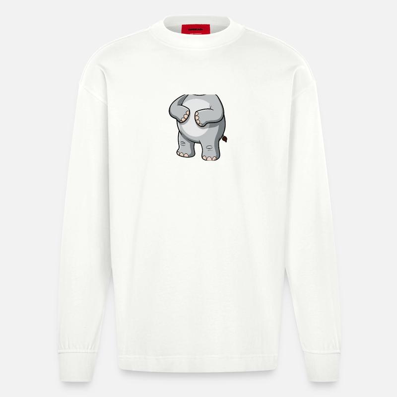 Elefant Humor Kostüm - Heavyweight Oversized Organic Langarmshirt Made in EU - OFF WHITE