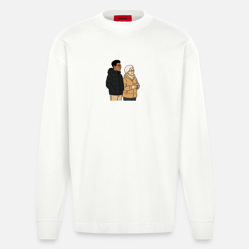Oma Karin mit dem Enkel - Heavyweight Oversized Organic Langarmshirt Made in EU - OFF WHITE