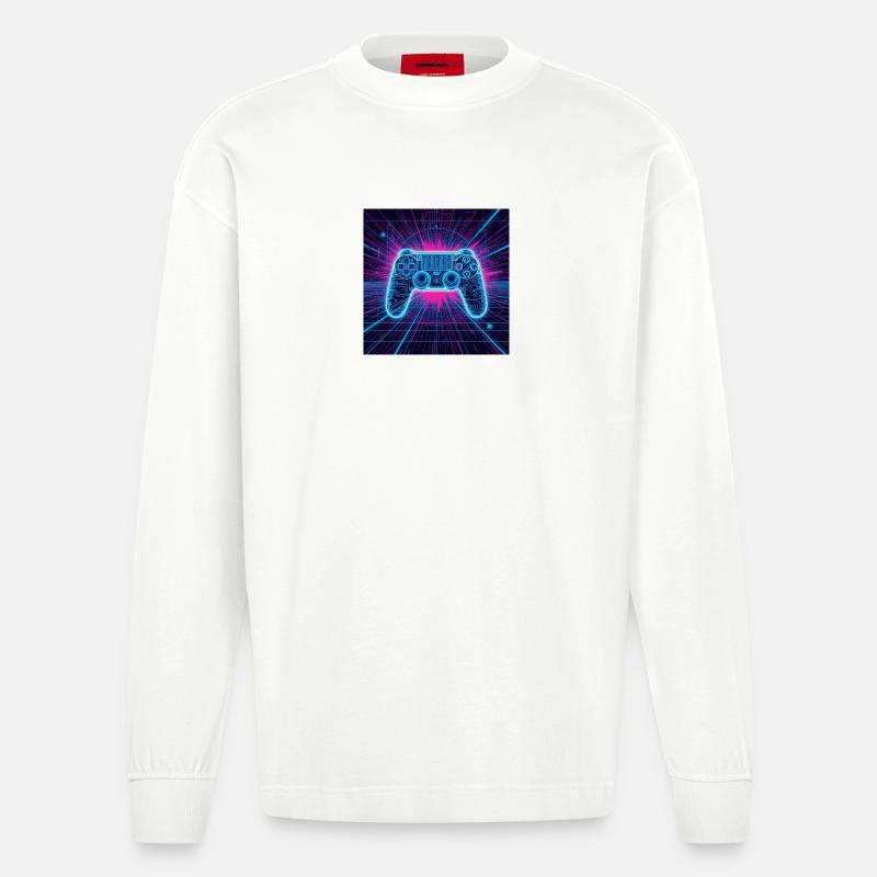 Neon Gaming Universe - Heavyweight Oversized Organic Langarmshirt Made in EU - OFF WHITE