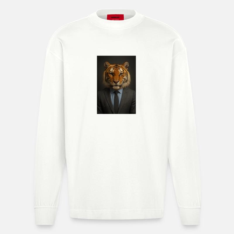Tigre en costume bureau chic - Manches longues bio épais oversize fabriqué en UE - OFF WHITE