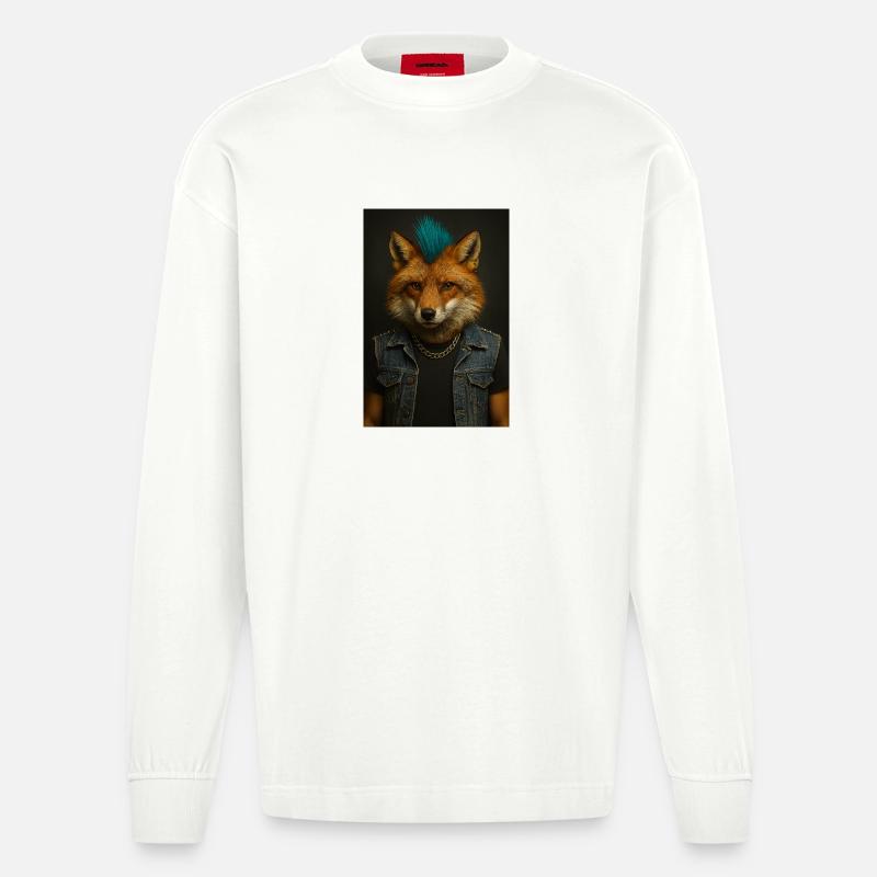 Punkfuchs Denim-Weste - Heavyweight Oversized Organic Langarmshirt Made in EU - OFF WHITE