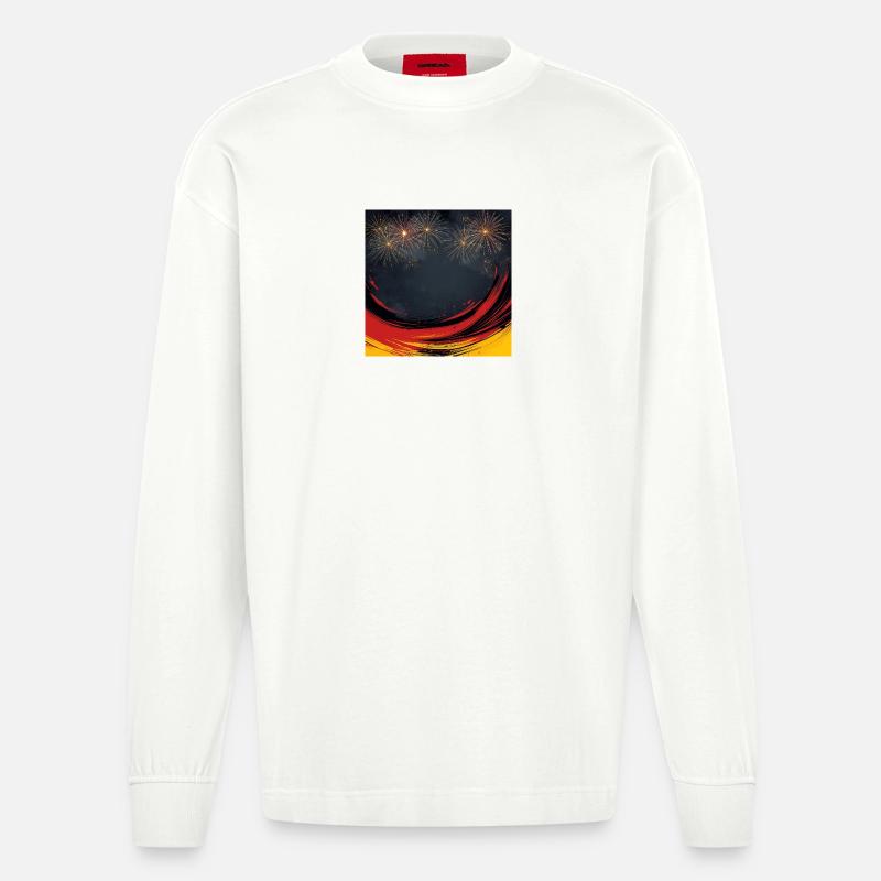 Unity Day Celebration - Heavyweight Oversized Organic Langarmshirt Made in EU - OFF WHITE