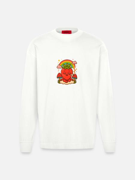 Strawberry Haze - Heavyweight Oversized Organic Langarmshirt Made in EU - OFF WHITE