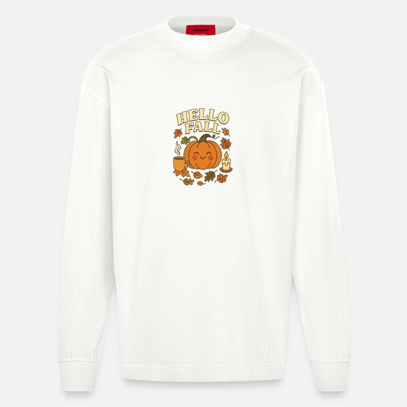Cute_hello_fall - Heavyweight Oversized Organic Langarmshirt Made in EU - OFF WHITE