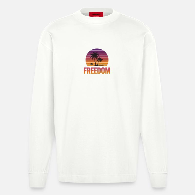 Freedom Sunset - Heavyweight Oversized Organic Langarmshirt Made in EU - OFF WHITE