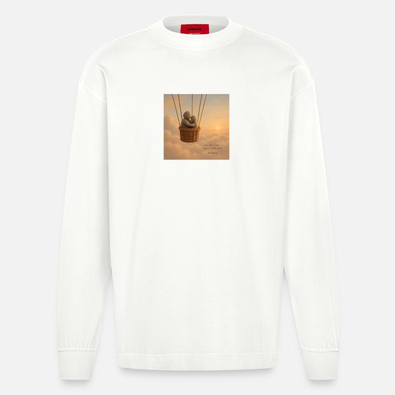 Skybound Whispers Embrace - Heavyweight Oversized Organic Langarmshirt Made in EU - OFF WHITE