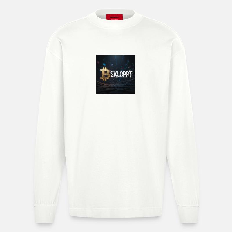 Bitcoin Explosion Krypto Chaos - Heavyweight Oversized Organic Langarmshirt Made in EU - OFF WHITE