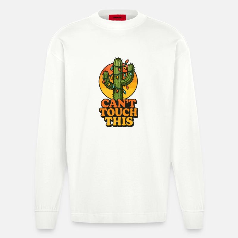 Weihnachtskaktus - Kann das nicht anfassen - Heavyweight Oversized Organic Langarmshirt Made in EU - OFF WHITE