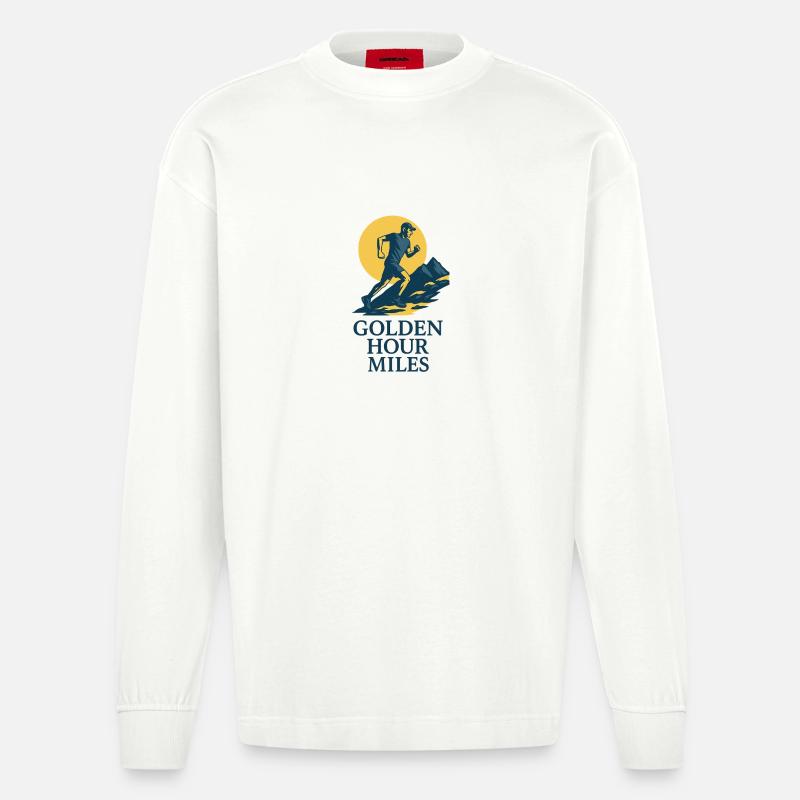 Golden Hour Miles Trailrunner - Heavyweight Oversized Organic Langarmshirt Made in EU - OFF WHITE