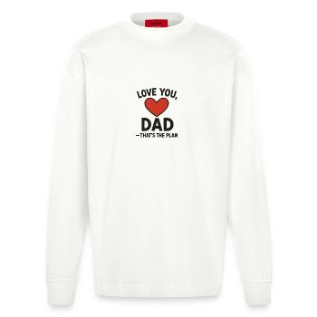 Love You Dad That's The Plan - Heavyweight Oversized Organic Longsleeve Shirt Made in EU - OFF WHITE - Front