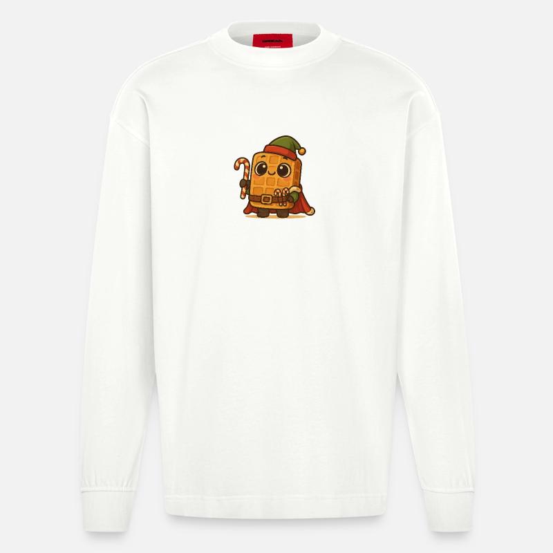 Weihnachts Waffel - Heavyweight Oversized Organic Langarmshirt Made in EU - OFF WHITE