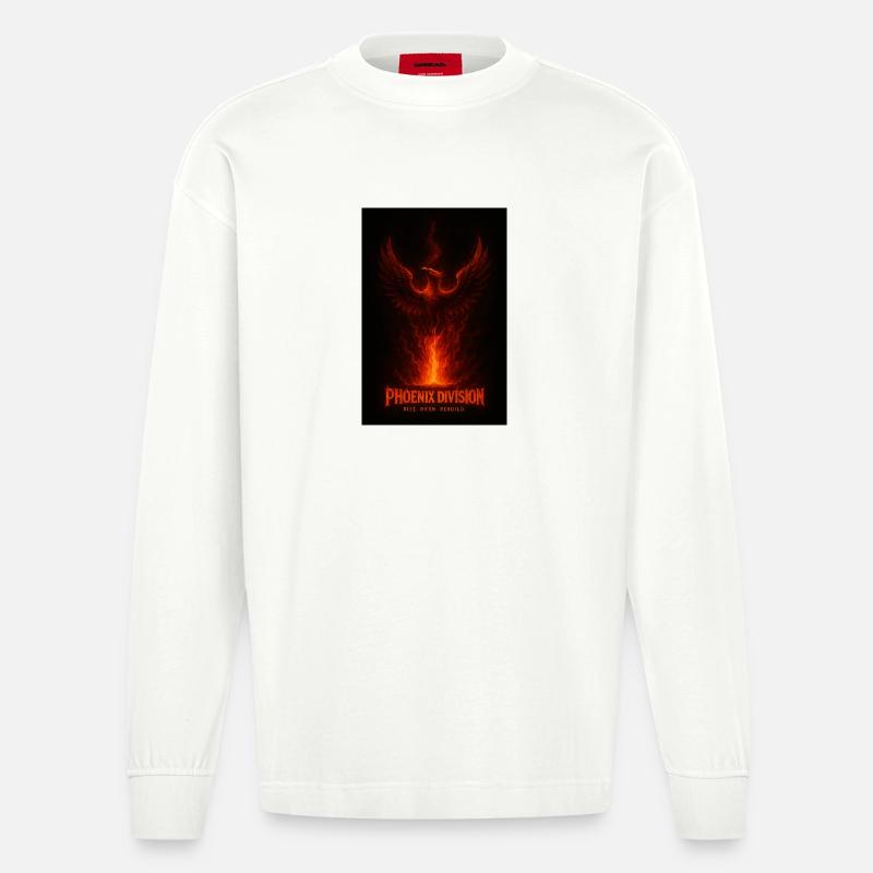 Phönix Division - Feueraufstieg - Heavyweight Oversized Organic Langarmshirt Made in EU - OFF WHITE