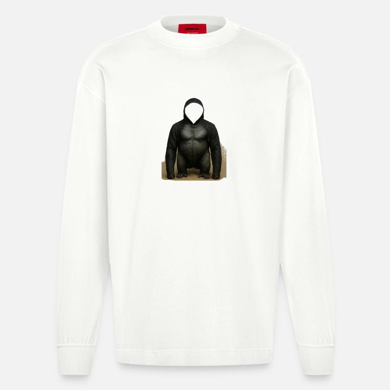 Shadow Gorilla Kapuzenpullover Design - Heavyweight Oversized Organic Langarmshirt Made in EU - OFF WHITE