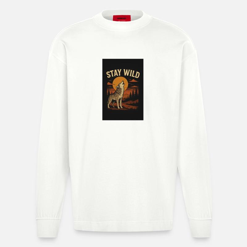 Wolf Wild - Heavyweight Oversized Organic Langarmshirt Made in EU - OFF WHITE