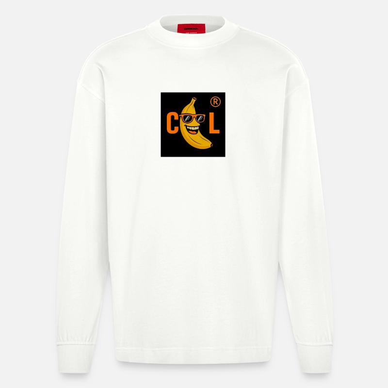 Coole Banane mit Sonnenbrille - Heavyweight Oversized Organic Langarmshirt Made in EU - OFF WHITE