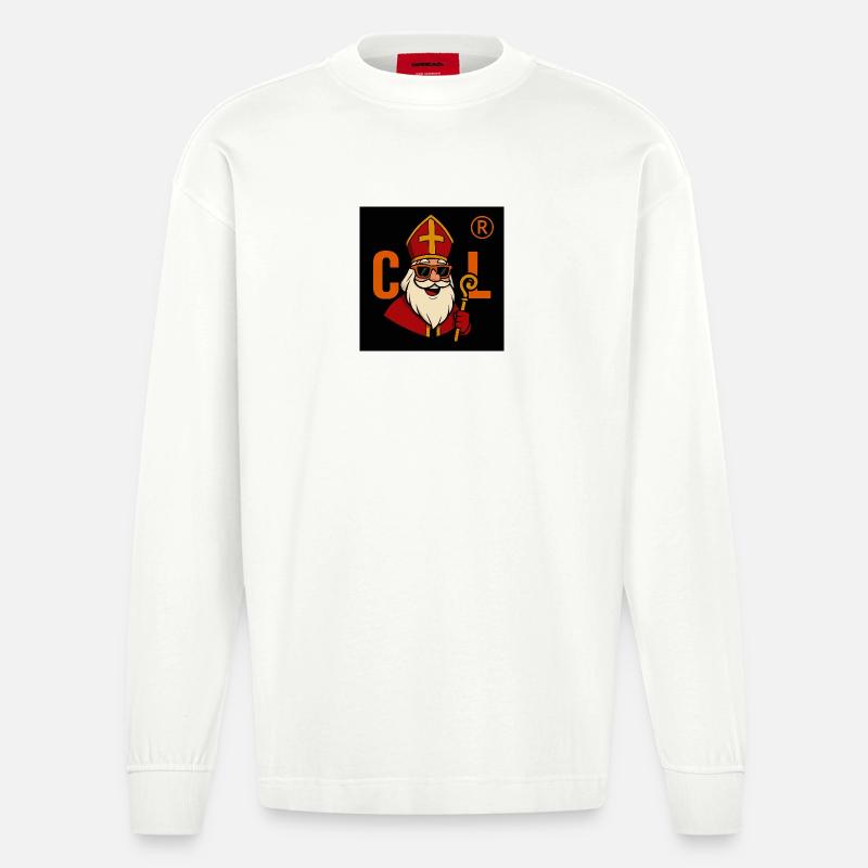Sinterklaas avec lunettes de soleil - Manches longues bio épais oversize fabriqué en UE - OFF WHITE
