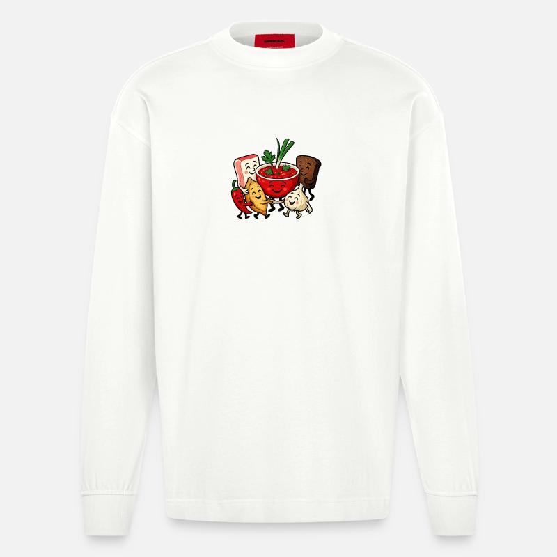 Bunter Borsch Freundschaft - Heavyweight Oversized Organic Langarmshirt Made in EU - OFF WHITE