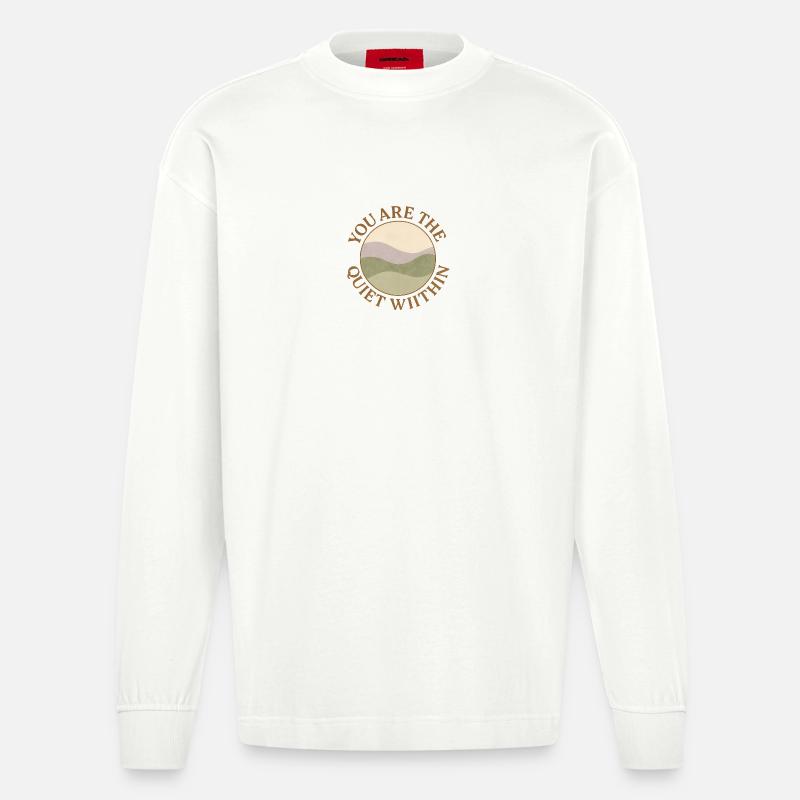 Quiet Within Nature Hills Logo - Heavyweight Oversized Organic Langarmshirt Made in EU - OFF WHITE