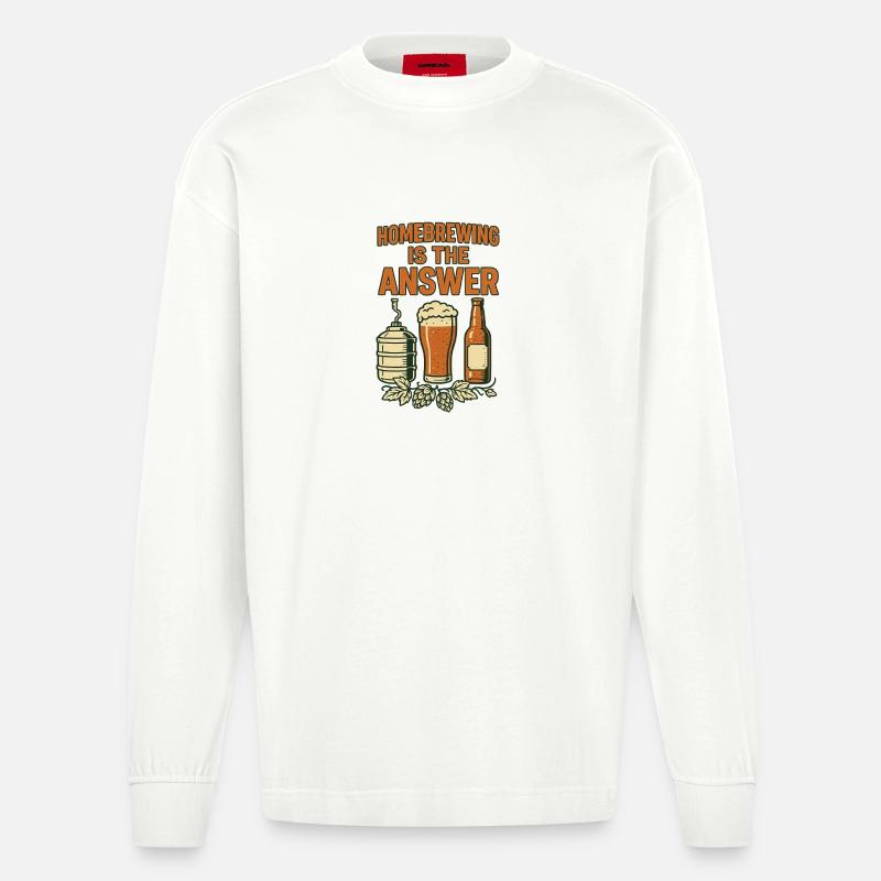 Le brassage maison est la solution - Manches longues bio épais oversize fabriqué en UE - OFF WHITE